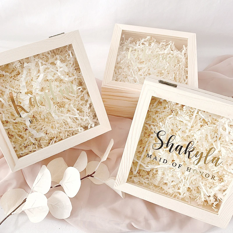 

Personalized Luxury Wooden Gift Box,Bridesmaid Proposal Box,Custom Wedding Gift Box With Name Birthday Gift Box Christmas Box