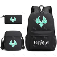 3d genshin impact backpack children cartoon anime school bag laptop rucksack girl boy knapsack unisex waterproof travel bag