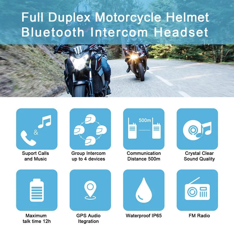 V4 мотоциклетный Bluetooth шлем гарнитуры интерком для 4 всадников FM Радио BT