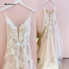 Женское кружевное свадебное платье, розовое платье с V-образным вырезом, открытой спиной, на тонких бретелях
