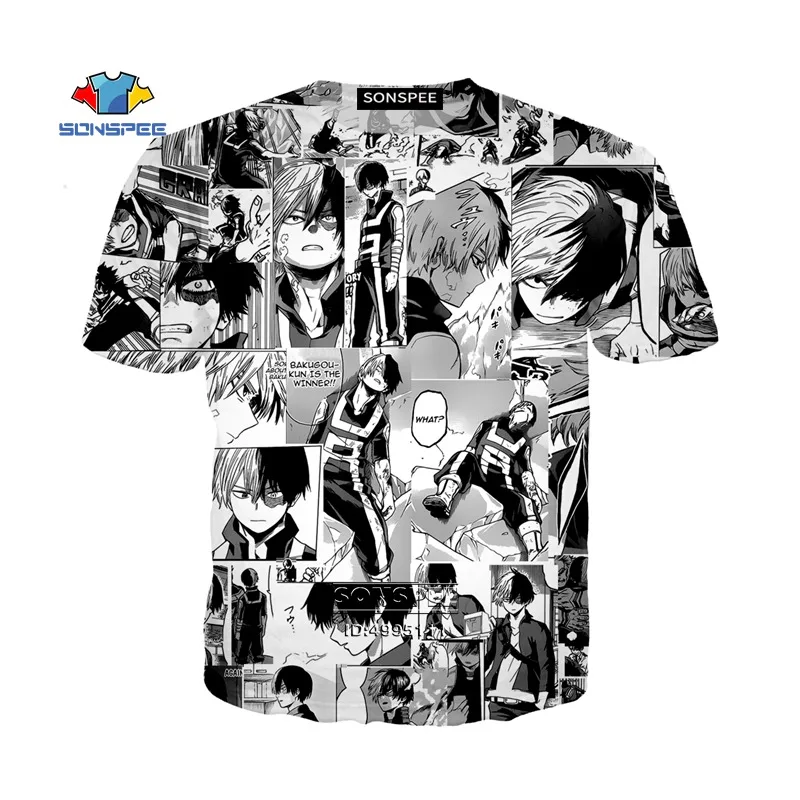 

Comics Anime My Hero Academia Todoroki Shouto Kawaii Faces 3D Print Men's T-shirt Casual Tshirt Harajuku Summer Oversized Shirt
