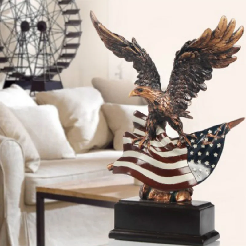 

18cm Resin Spread Wings Eagle Sculpture Home Office Desktop Wine Cabinet Modern Art Decoration Animal Figurines Eagle Statue