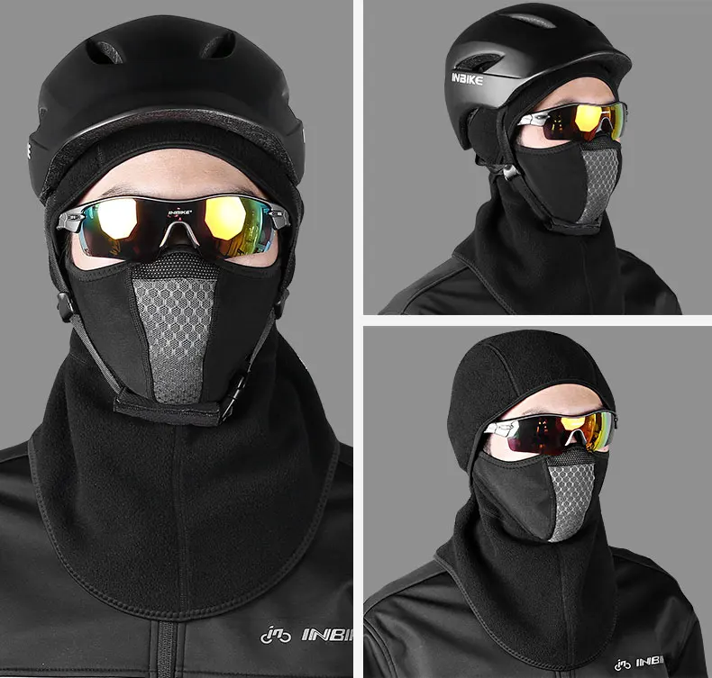 INBIKE, зимняя велосипедная маска для лица, лыжная шапка, велосипедная маска для лица, теплый флисовый шарф, Мужская полумаска для лица, щит сноуборд, шапка, велосипедный головной убор