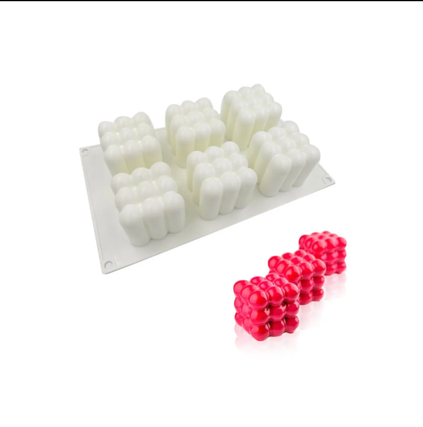 

6-Piece Cube Three-dimensional Magic Ball Mousse Silicone Mold French Western Pastries Dessert Cake Spherical Baking