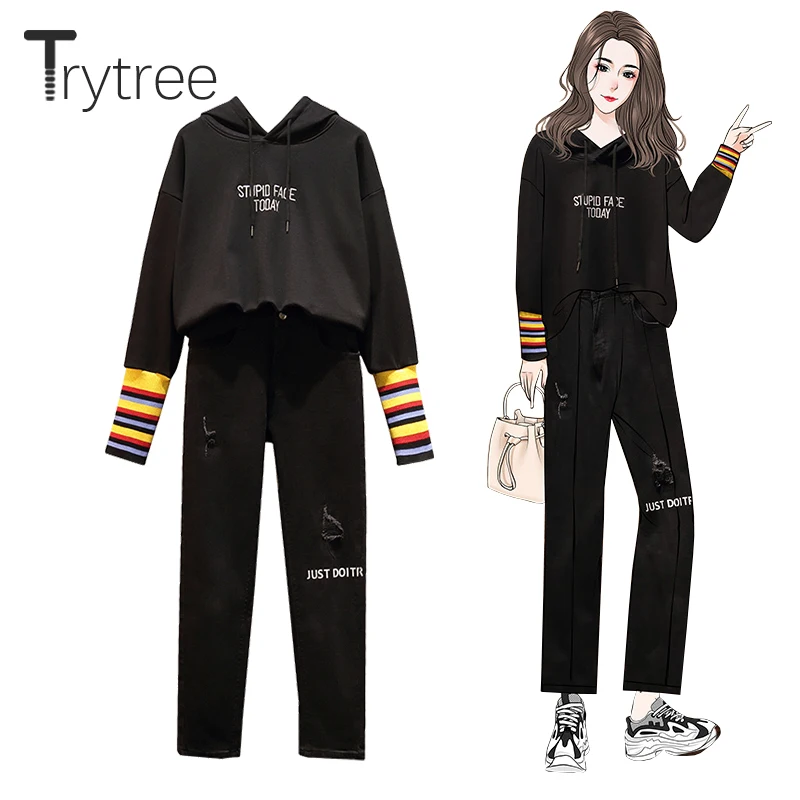 Весенний комплект из двух предметов Trytree 2020 повседневный лоскутный топ с