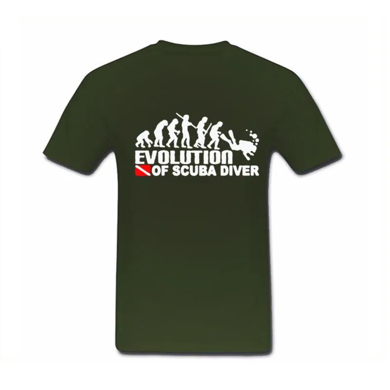EVOLUTION OF SCUBA DIVER dive down flag винтажные футболки для мужчин футболка с коротким рукавом
