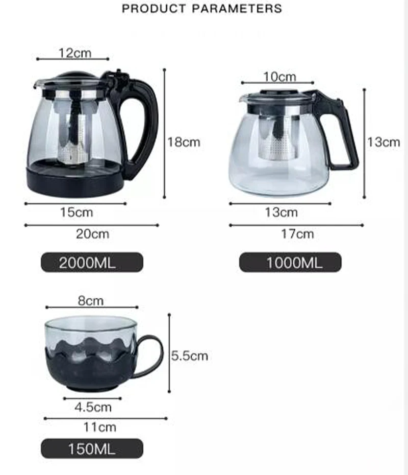 Термостойкий стеклянный чайник с фильтром для заварки Китайский кунг фу Пуэр