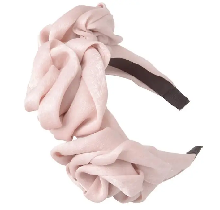 

Triple Rosette Faille Headband New Winter Rose Flower Bow-knot Wide Headband Solid Silk Flower Crown Hair Hoop for Women