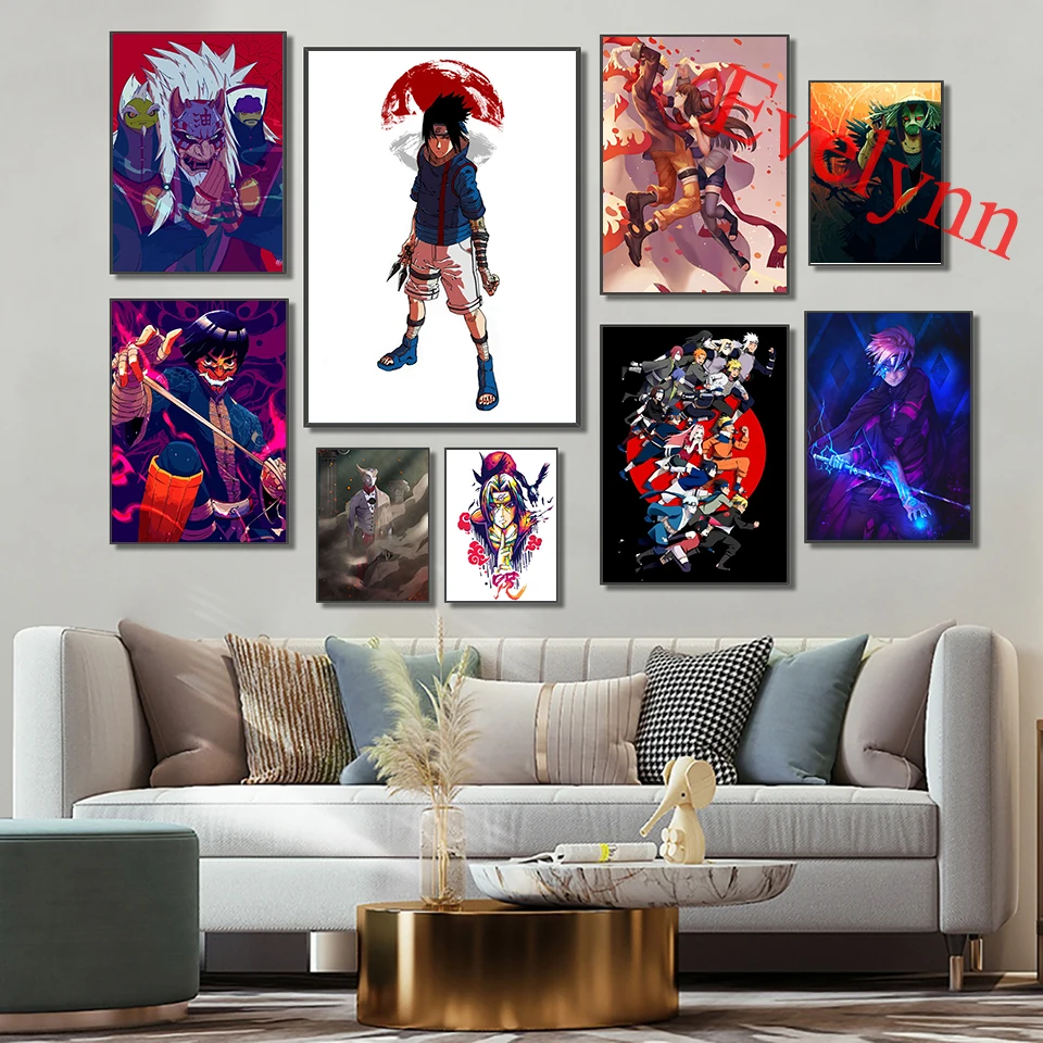 

Плакат из японского аниме «Наруто», мультяшная живопись, декор для детской комнаты, Современный домашний декор для гостиной, печать на холс...