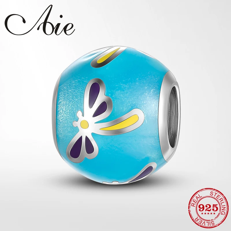 Изящные цветные бусины из серебра 925 пробы с бусинами в форме стрекозы