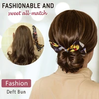 2021 fabric women girls knotted deft bun fashion printted hair bands rope headband hair clip hair braiding tool hair accessories