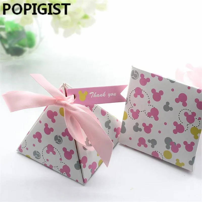 Minnie Double-sided print Floral Baby Shower Candy Boxes Kids Baby Birthday Party Gift Boxes Supplies christmas decorations