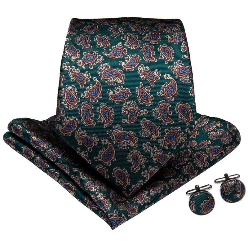 Новый дизайнерский качественный мужской галстук зеленый красный Пейсли