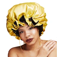 large size satin bonnet day night sleep cap women double layer head wrap ladies hair accessories reversible bath cap pure color