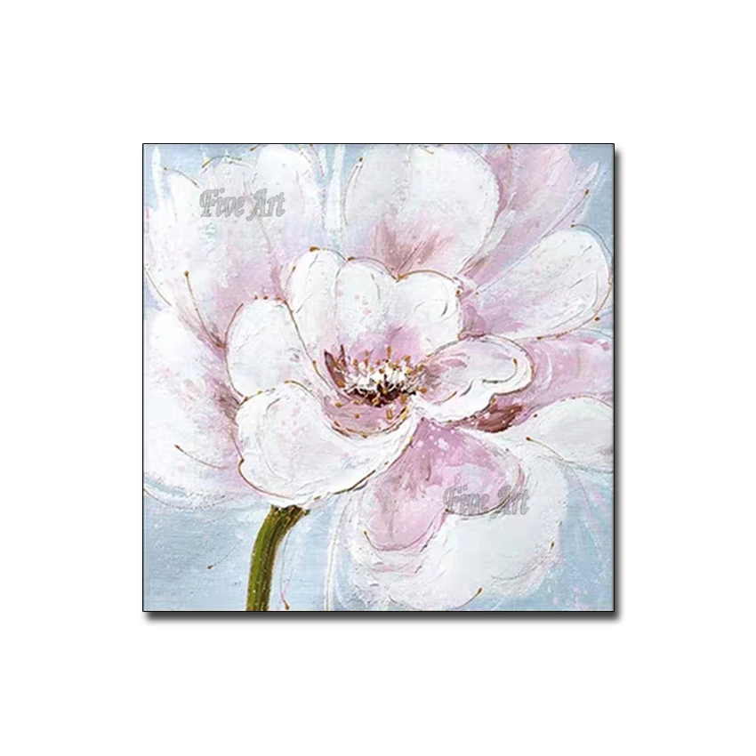 

100% Handpainted Oil Painting On Canva Modern Abstract Art Painting Pink Rose Flowers Plant Draw Hotel Decor No Framed