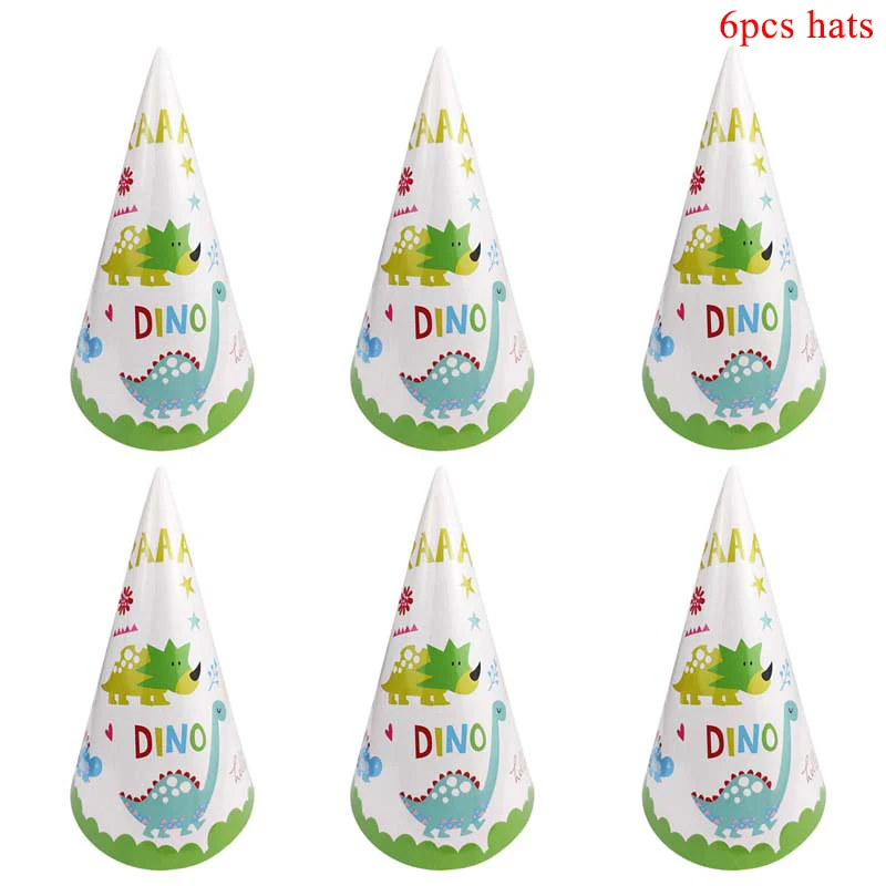 6pcs hats Реквизит Динозавр для вечеринки брелок для ключей динозавры кольцо браслеты ожерелья украшения для дня рождения подарок для детей Детские вечерние сувениры для душа - Цвет: 6pcs hats