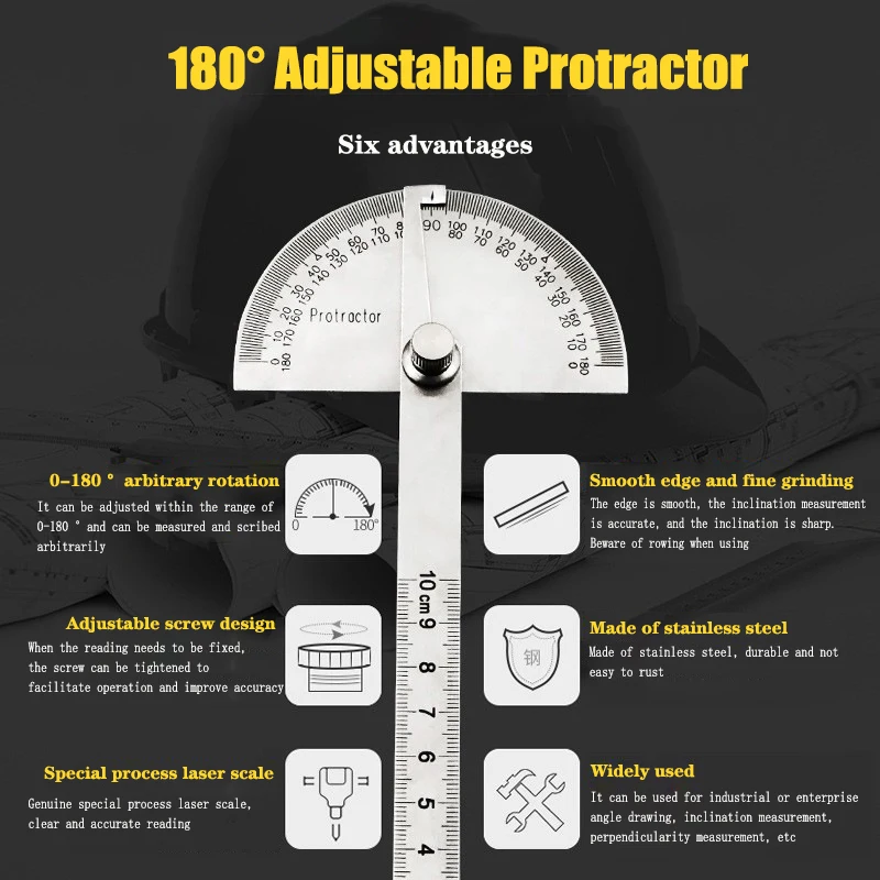Регулируемый транспортир на 180 ° из нержавеющей стали видоискатель Гониометр