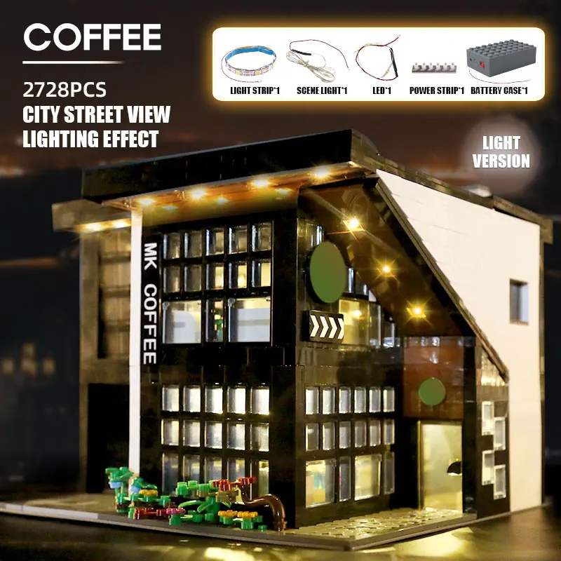 

Mold KING 16036 Streetview he MOC-45635 Современное кафе модульное со светодиодными деталями, строительные блоки, кирпичи в сборе, «сделай сам», подарки на де...
