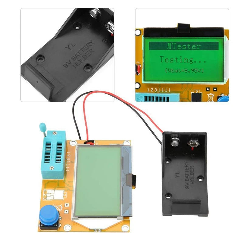 

LCD Display Graphical Transistor Tester Resistor Inductance Capacitance ESR Meter with Battery Holder LCR-T4