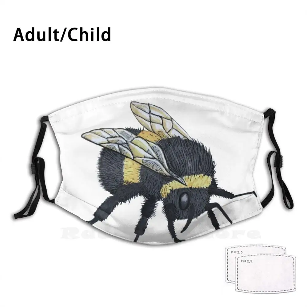 

Bumblebee Funny Print Reusable Pm2.3034 Filter Face Mask Bee Bumblebee Honey Bee Honey Hive Comb Honeycomb Insect Bug Cute Bug