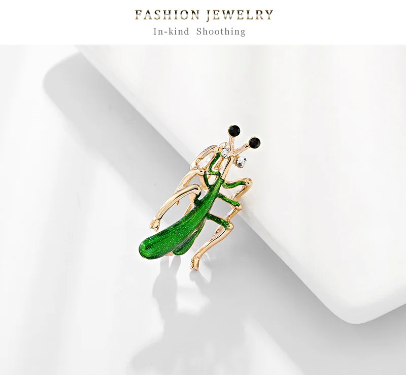 Green Enamel Insect Brooch Pins Crystal Rhinestone Animal Brooches for Women Shawl Shirt Suit Accessories Good Gifts AL452 |