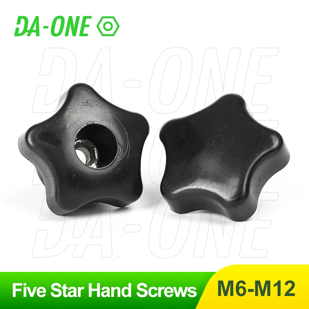 

Star Fasteners Shaped Hand Screw Nuts M6 M8 M10 M12 2/5 Pcs Torx Plastic Bakelite Black Hand Grip Knob Nut Copper Core Iron Core