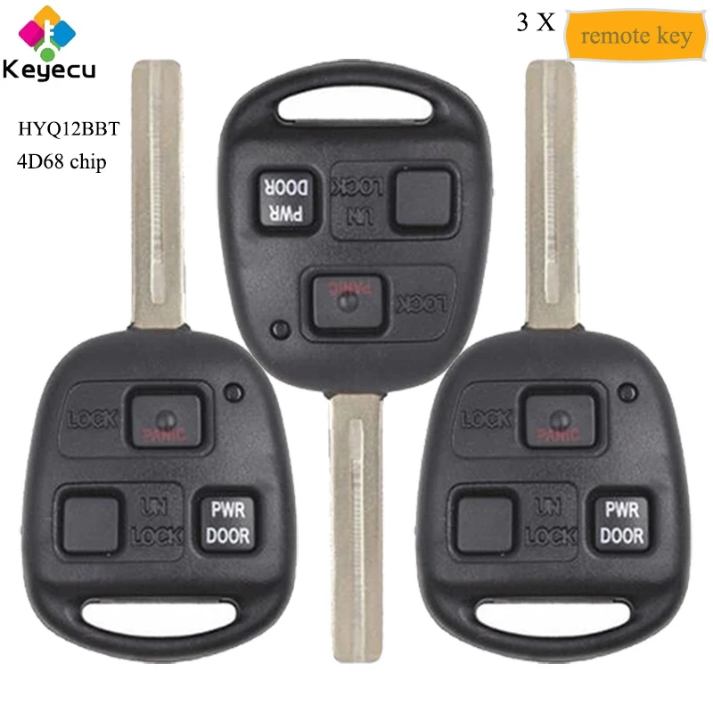 Запасной пульт дистанционного управления KEYECU с 3 кнопками и чипом 4D68 для Lexus EX330