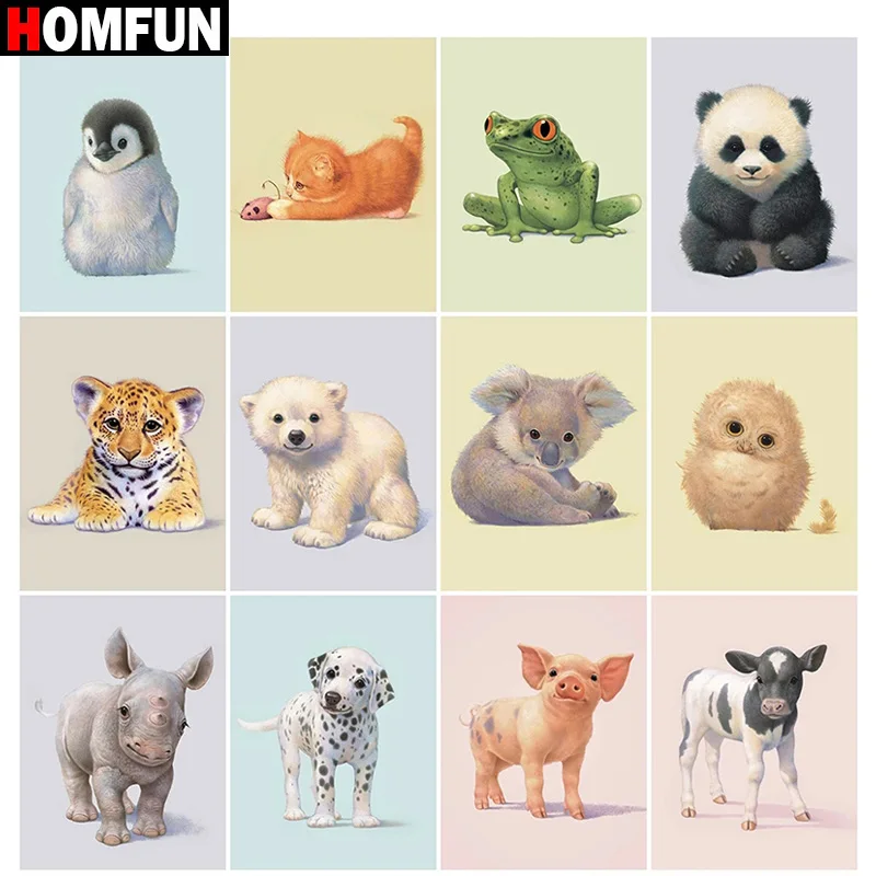 

Алмазная 5D картина HOMFUN «животные, собака, тигр, панда, кот», вышивка крестиком, полное покрытие, квадратные/круглые, домашний декор, подарок