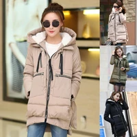 women winter casual loose warm thickened hooded jacket bread style zipper coat long sleeve female crop top 2021