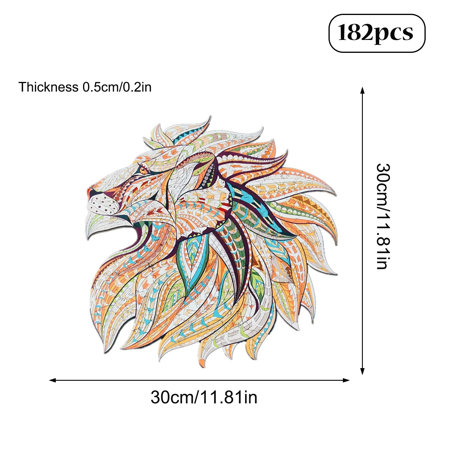 

182 PCS Wooden Jigsaw Puzzles Colorful Animal-shaped Lion Parent-kid Toys For Children Adults Decoration