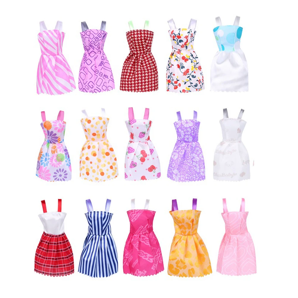 

Random 10pcs Sets Mini Dress Colorful Summer Sleeveless Random Color Handmade Mini Doll Summer Sleeveless Dresses Set for Kids