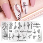 Трафарет NICOLE DIARY для стемпинга ногтей, лист, полоса, Бабочка, цветок, трафареты геометрического дизайна