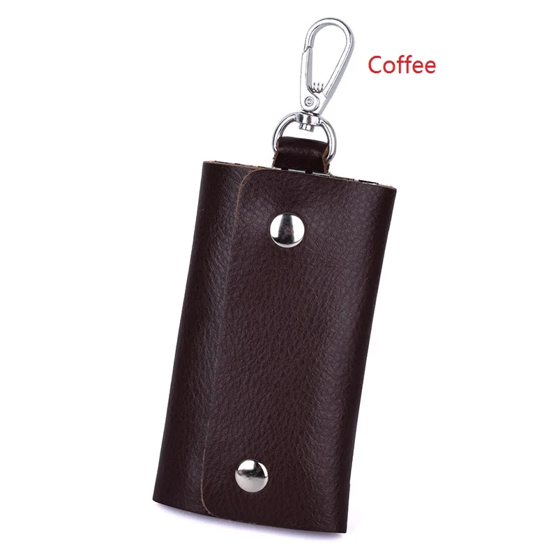 coffee 2 Женский брелок для ключей из натуральной кожи, чехол для ключей с застежкой, кошельки, брелок-Органайзер - Цвет: coffee 2