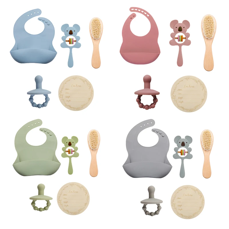 Детская погремушка 5 шт./компл. силиконовая ручная детский нагрудник без BPA