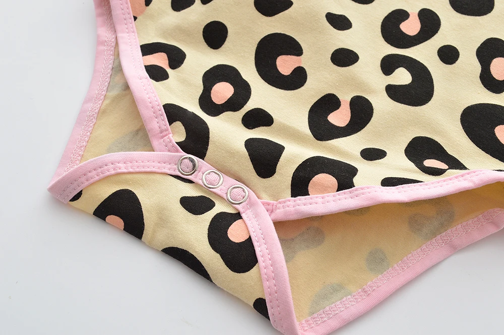 Newborn Baby Girl Clothes Set Fashion Cotton Leopard Print Long Sleeved Romper Top+pants+Headband Toddler Infant 3pcs | Детская одежда