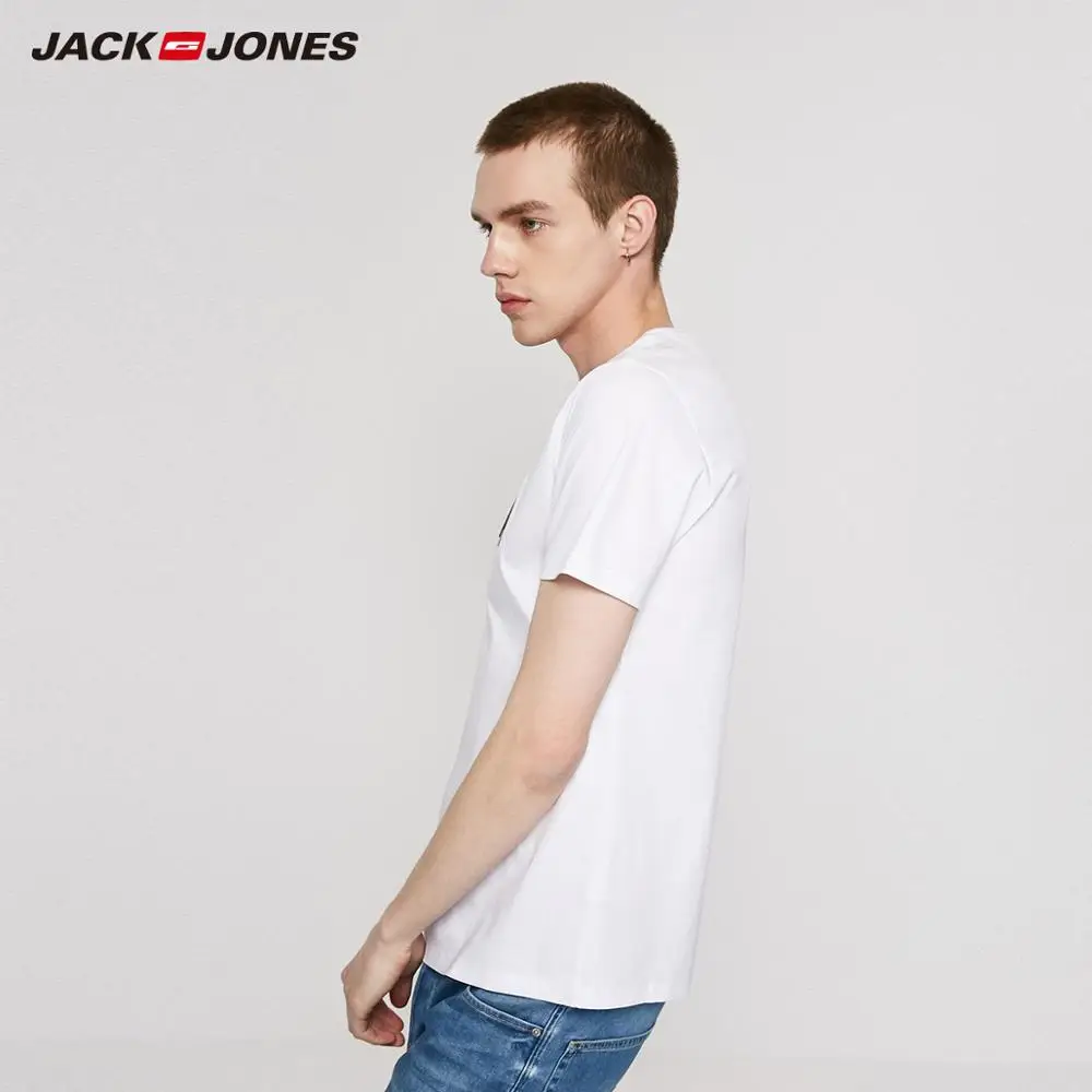 JackJones Мужская крутая 3D рисунок с буквенным принтом 100% хлопок футболка коротким