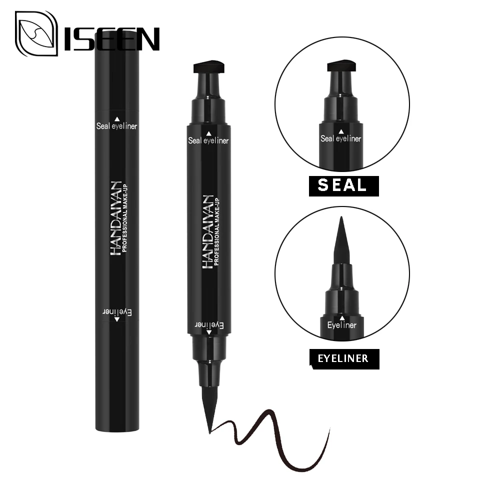 1 шт. двухголовое уплотнение Черная Подводка для глаз треугольное подводка 2-в-1