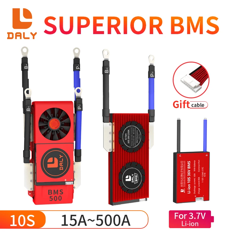 

Daly BMS Li-ion 10S 18650 36V 20A 30A 40A 50A 60A 80A 100A 120A 150A 200A 250A 300A 400A 500A battery BMS PCB board with balance