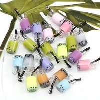10pcs glass bottle design charm resin pearl milk tea bottle pendant earrings jewelry accessories diy home decoration