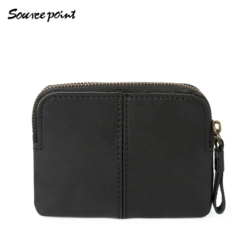 Genuine Leather Men Wallet Mini Business Short Retro Zipper Black Multifunction Purse Casual Carteras Card Package DA50QB | Багаж и сумки