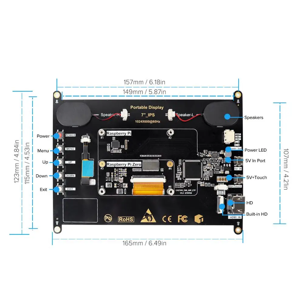 UPERFECT 7 дюймов HDMI ЖК-монитор компьютера 800*480 IPS емкостный сенсорный экран