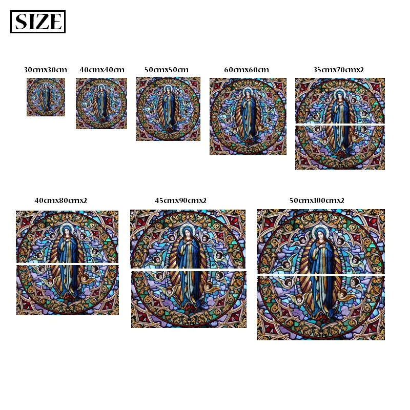 Custom Frosted Stained Glass Window Film,PVC Self-Adhesive Window Films,Retro Church Jesus Decor Foil Stickers Window Treatment images - 6