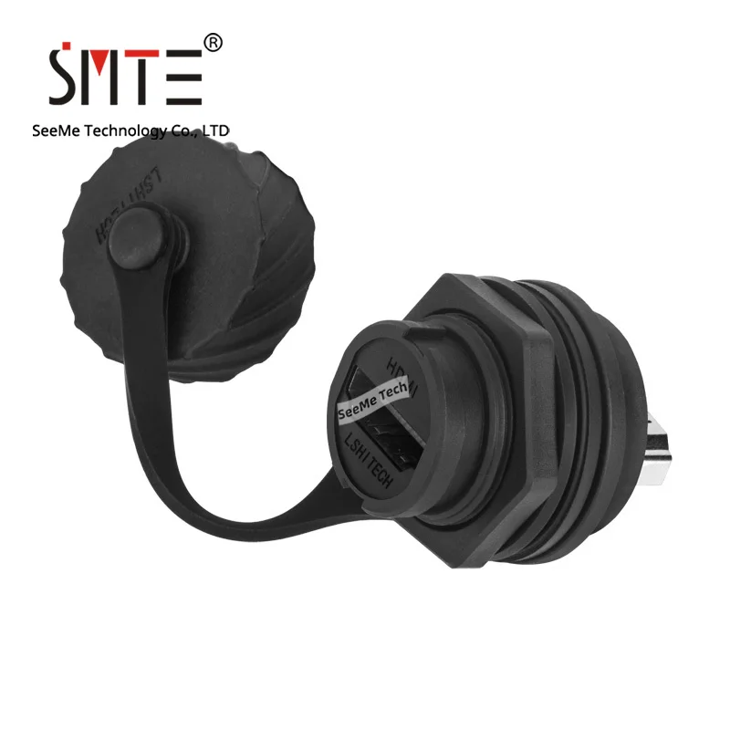

HDMI aviation plug HDMI industrial waterproof connector socket panel locking