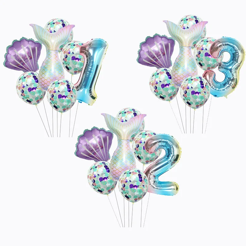 

Balloon Birthday Party Decoration Mermaid Number Balloon Anniversary Event Party Decor Supplies ornaments Hanging Sets Supplies