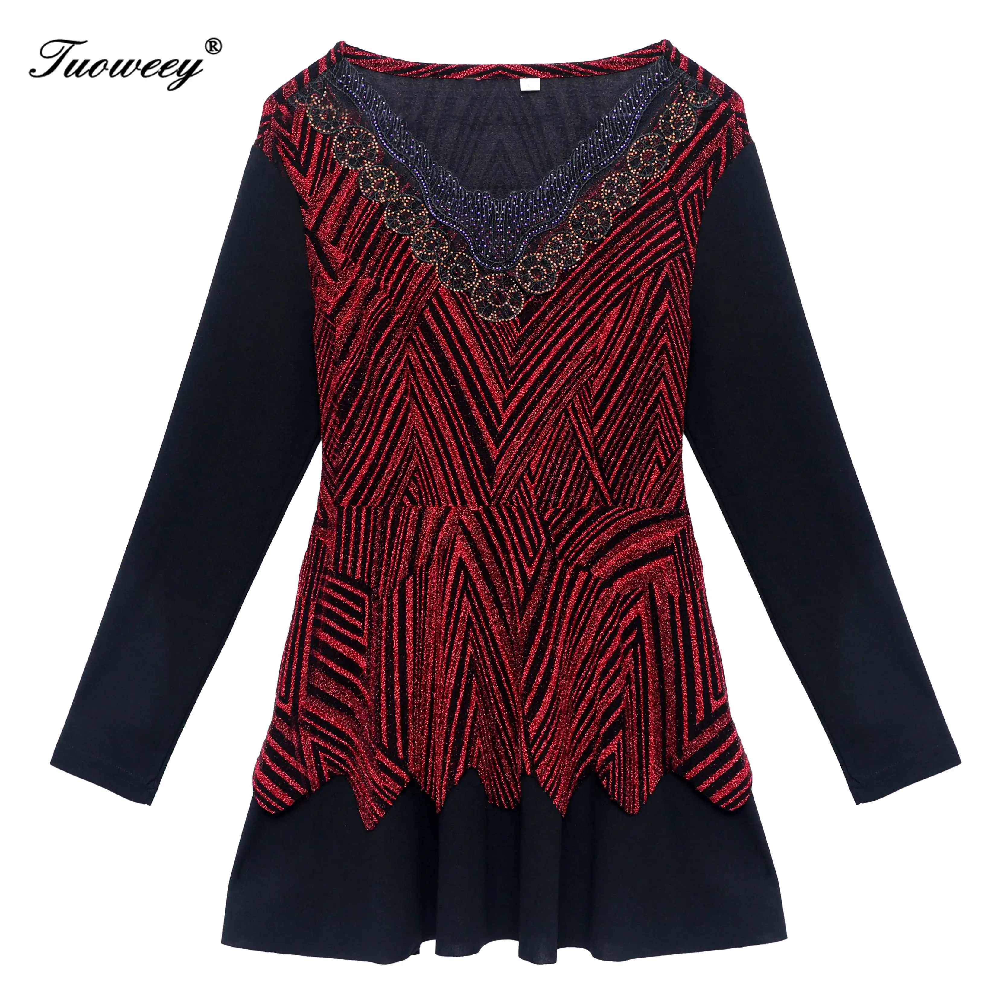 

Autumn spring style elegant Plus Size blouses 5xl v neck Women Elegant Korean shirt office patchwork long Sleeve Vestidos