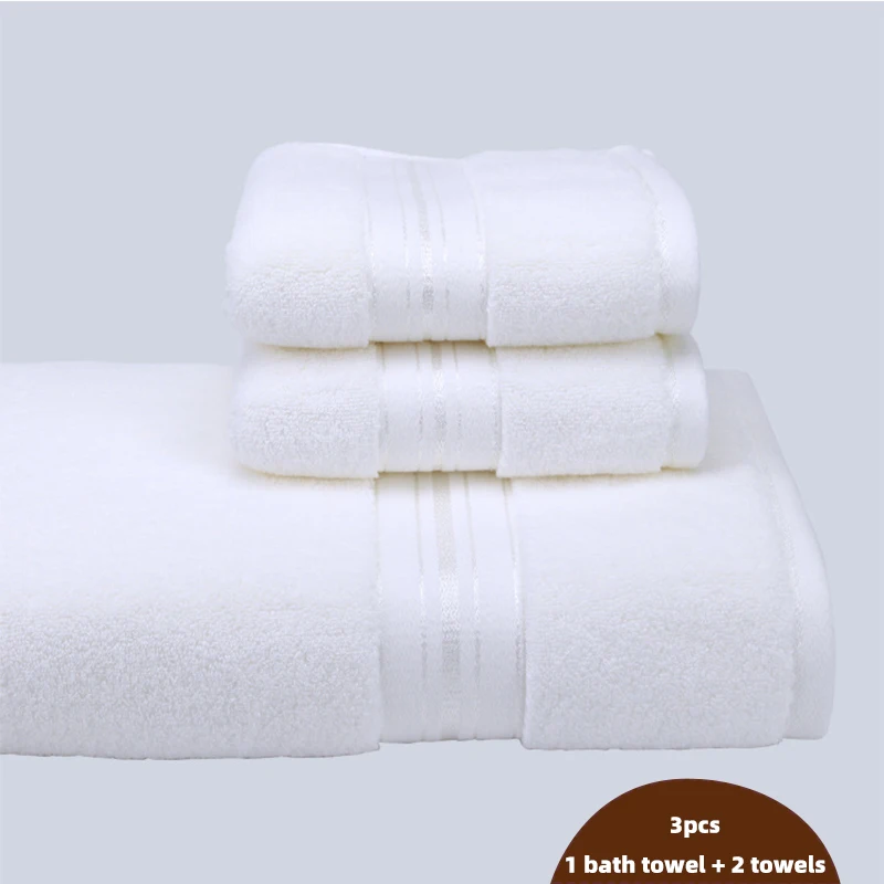 Хлопковое полотенце набор для взрослых 2 полотенца рук 1 Банное ванной однотонное
