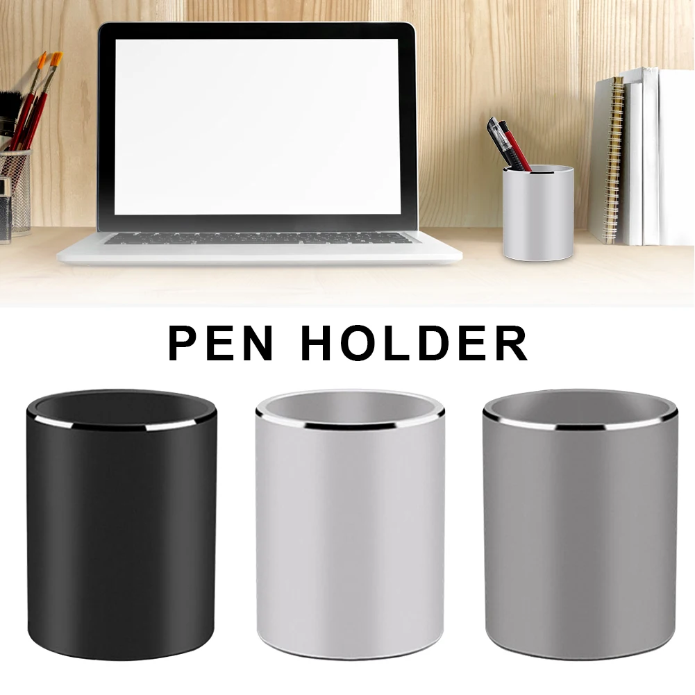 Aluminum Alloy Pen Holder, Round Metal Pencil Holder, Pencil Desk Organizer and Makeup Brush Holder for Office, School and Home
