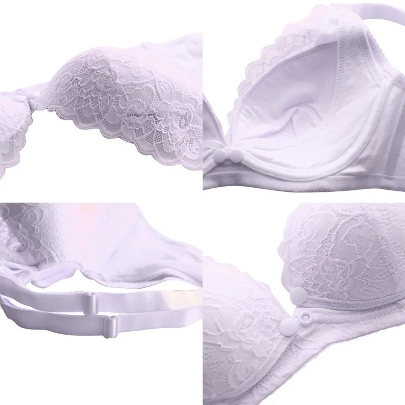 

Pregnancy Women Nursing Bras Solid Lace Breast Feeding Bra Front Hasp Underwear Wire Free Pregnant Bra