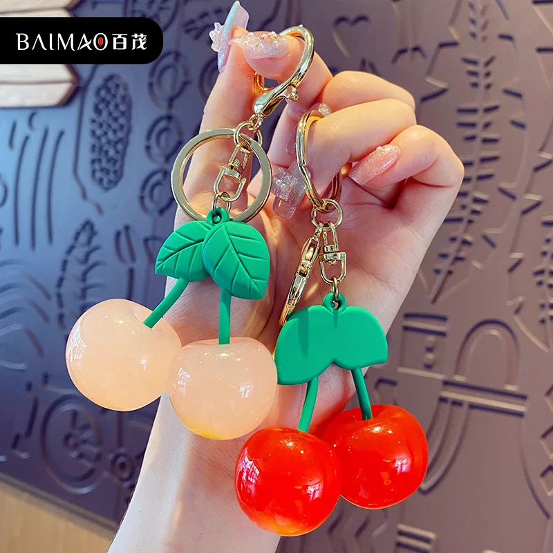 

New Fashion Cartoon Cherry Keychain Cute Men Women Bag Car Keychain Accessory Pendant Creative Girls Keychain Charms Jewelry