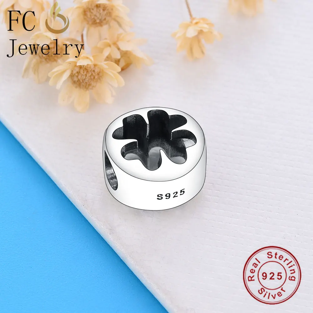 FC Jewelry Fit Original Brand Charms Bracelet 925 Sterling Silver Spring Openwork Four Leaf Clover Beads For Making Berloque | Украшения и